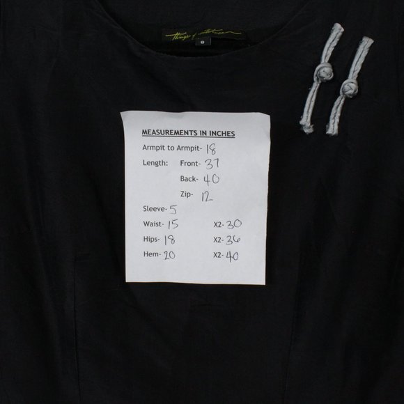 Things Of Substance Black Silk Cap Sleeve Embroidered Pleated Dress Size 8 - Picture 14 of 14